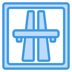 Motorway icon in blue line style, use for website mobile app presentation