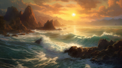 Obraz na płótnie Canvas Marine landscape under the sunlight