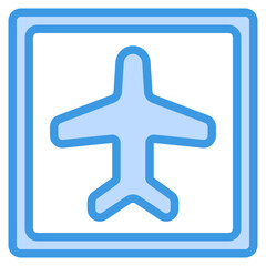 Airport icon in blue line style, use for website mobile app presentation
