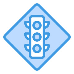 Traffic light icon in blue line style, use for website mobile app presentation