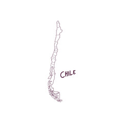 Hand Drawn Doodle Map Of Chile. Vector Illustration