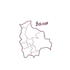 Hand Drawn Doodle Map Of Bolivia. Vector Illustration