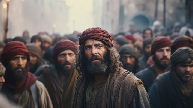 Portrait of a Pharisee in the streets of Jerusalem. New testament. Christian illustration.