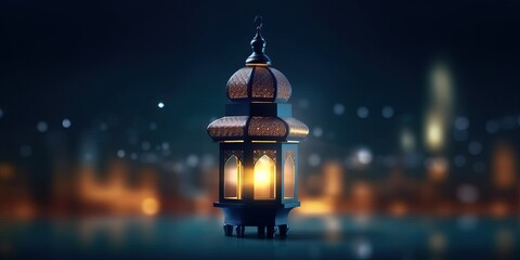 arabic lantern of ramadan celebration background illustration made with Generative AI