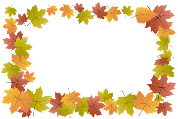 Autumn with fall leaves. Isolated background with frame