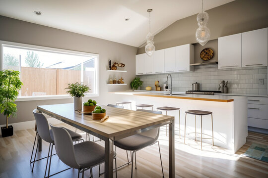 Modern kitchen, super photo realistic background. Generative ai illustration
