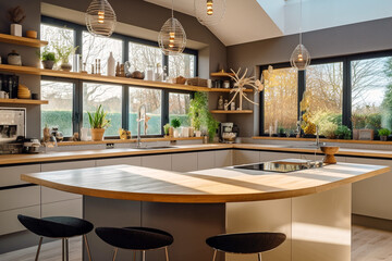 Fototapeta na wymiar Modern kitchen, super photo realistic background. Generative ai illustration