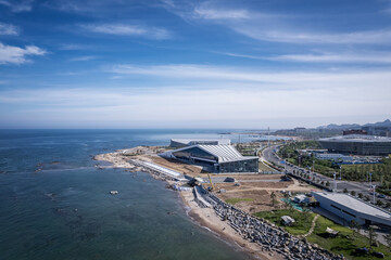 Fototapeta na wymiar Aerospace Qingdao West Coast Island landscape panoramic view