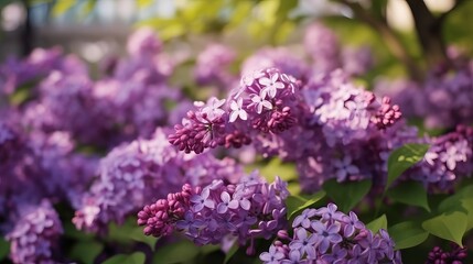 Beautiful purple background from lilac flowers close-up. Spring flowers of lilac Generative AI