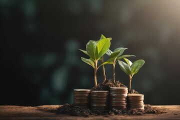 Plants coins financial. Generate Ai