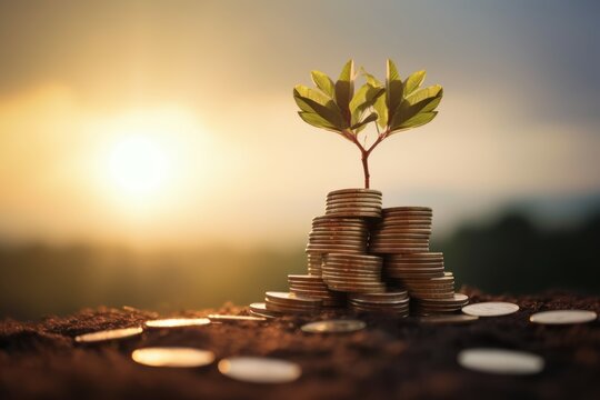 Plants coins. Generate Ai