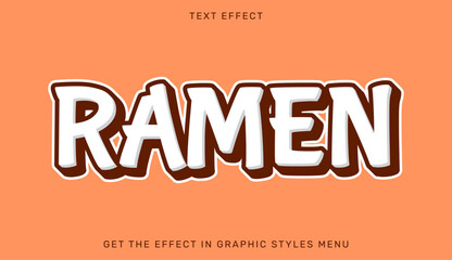 Ramen editable text effect with 3d style. Text emblem for advertising, branding, business logo