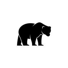 simple bear icon illustration, bear silhouette logo design