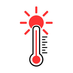 Hot icon vector. Temperature illustration sign. Thermometer symbol. Summer logo.