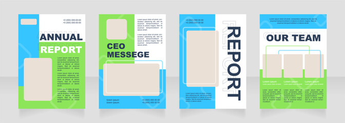 Green and blue blank brochure layout design. Farming service info. Vertical poster template set with empty copy space for text. Premade corporate reports collection. Editable flyer paper pages