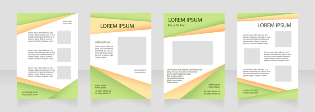 Green school blank brochure layout design. Environmental project. Vertical poster template set with empty copy space for text. Premade corporate reports collection. Editable flyer paper pages