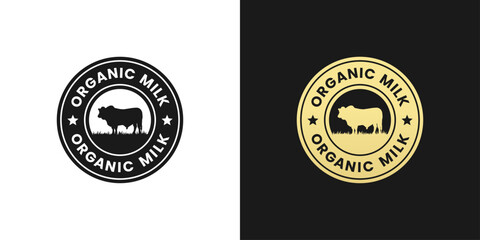 Organic milk stamp Vector or Organic milk label Vector Isolated in Flat Style. Best Organic milk stamp for product packaging design element. Organic milk label for packaging design element.