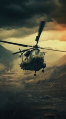 Military helicopter. Generative AI