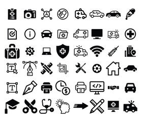 Set of thin line icons of graphic design. Simple linear icons in a modern style flat, Creative Process. Graphic design, creative package, stationary, software and more