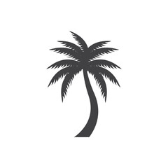Fototapeta na wymiar Coconut Tree Logo, Palm Tree Sunset Beach Vector, Elegant Minimalist Simple Design, Symbol Template Icon