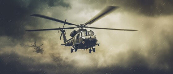Fototapeta na wymiar Military helicopter. Generative AI