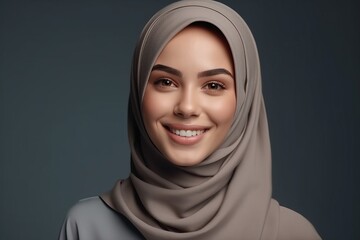 Portrait beautiful woman wearing hijab made with Generative AI