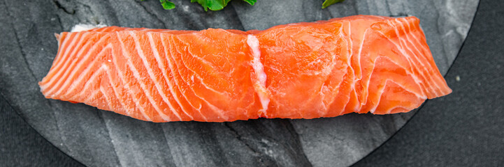 fresh salmon raw piece of fish seafood healthy meal food snack on the table copy space food background rustic top view pescatarian diet