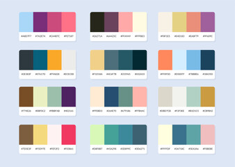 Pantone colour palette catalog samples in rgb hex. Color swatch.