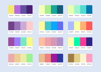 Pantone colour palette catalog samples in rgb hex. Color swatch.