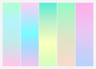 Vector colorful gradient collection. Holographic Background.