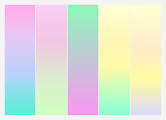 Vector colorful gradient collection. Holographic Background.