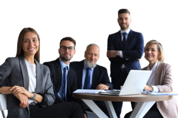 Portrait of a positive business employees on a transparent background
