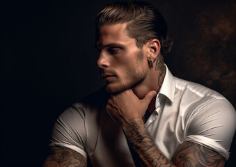 Obraz premium handsome male posing with Generative AI