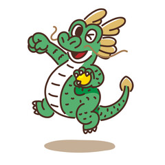 やる気に満ちるドラゴンのキャラクター のイラスト