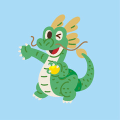 Obraz premium 案内するドラゴンのキャラクターのイラスト