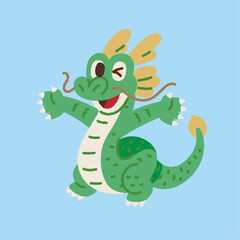 万歳するドラゴンのキャラクターのイラスト