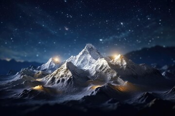 Miniature Mountain landscape with snow Generative Ai