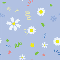 Vector seamless summer floral pattern with daisies 