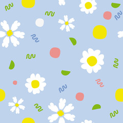 Obraz premium Vector seamless summer floral pattern with daisies 