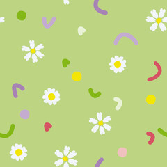 Vector seamless summer floral pattern with daisies 