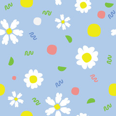 Vector seamless summer floral pattern with daisies 