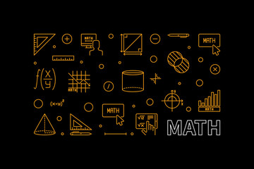 Math vector concept outline banner - Mathematics horizontal illustration