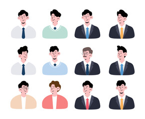Business man, man face icon illustration vector collection
