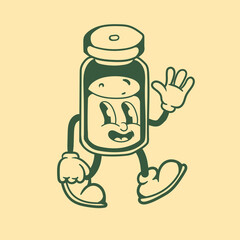 Vintage character design of a medicine bottle