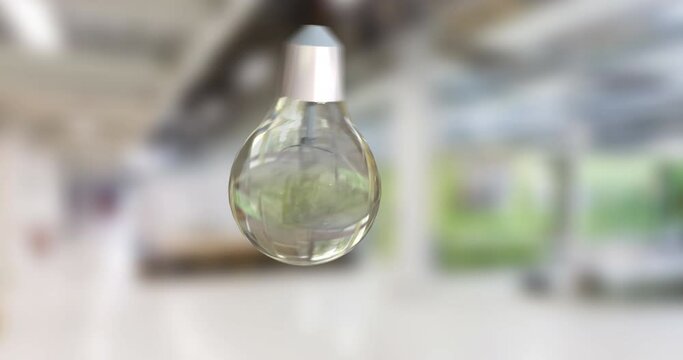 Animation of light bulb spinning over interiors background