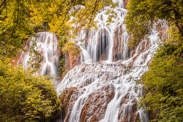 Scenic view of Krushuna waterfall in Krushuna National Park in Bulgaria