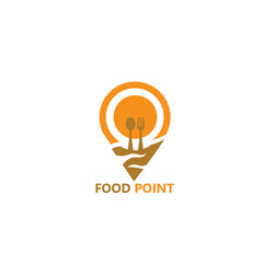 food point illustration logo the concept of location and cutlery and twilight