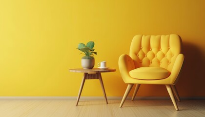 yellow chair in a room