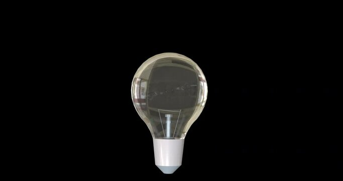 Animation of light bulb over black background