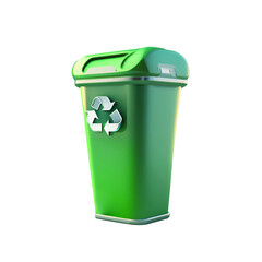 Green Recycle Bin 3D Object